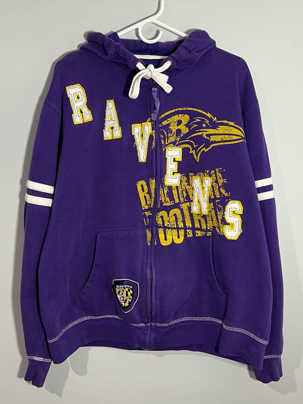 NFL Baltimore Ravens Purple White Gold Full Zip Hoodie Jacket Mens Medium